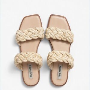 Steve Madden Braided Double-Strap Slide Sandals in Cream